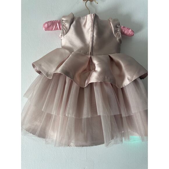 Bonnie Baby Baby Girls Short Sleeved Mikado Tiered Dress with Bow Sz 18M - Picture 7 of 8